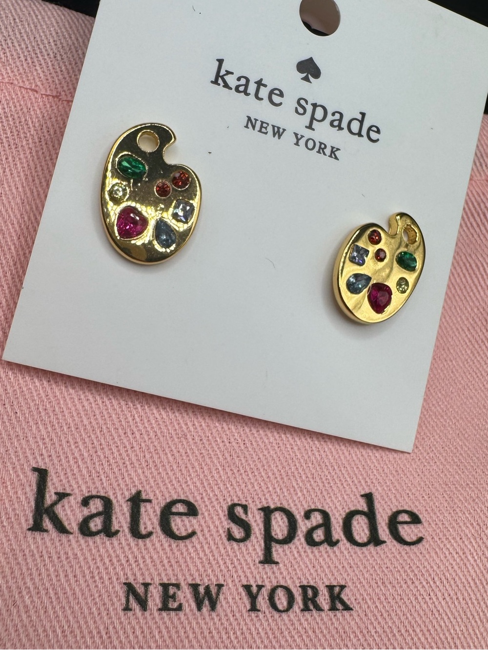 kate spade Gold Artist Palette Stud Earrings with Multicolor Gem Accents